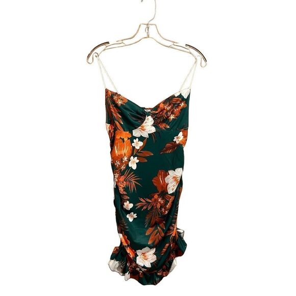 Women’s Size L Summer Sundress Hawaiin Print Spaghetti Strap Ruffled Bottom NEW - Picture 1 of 13